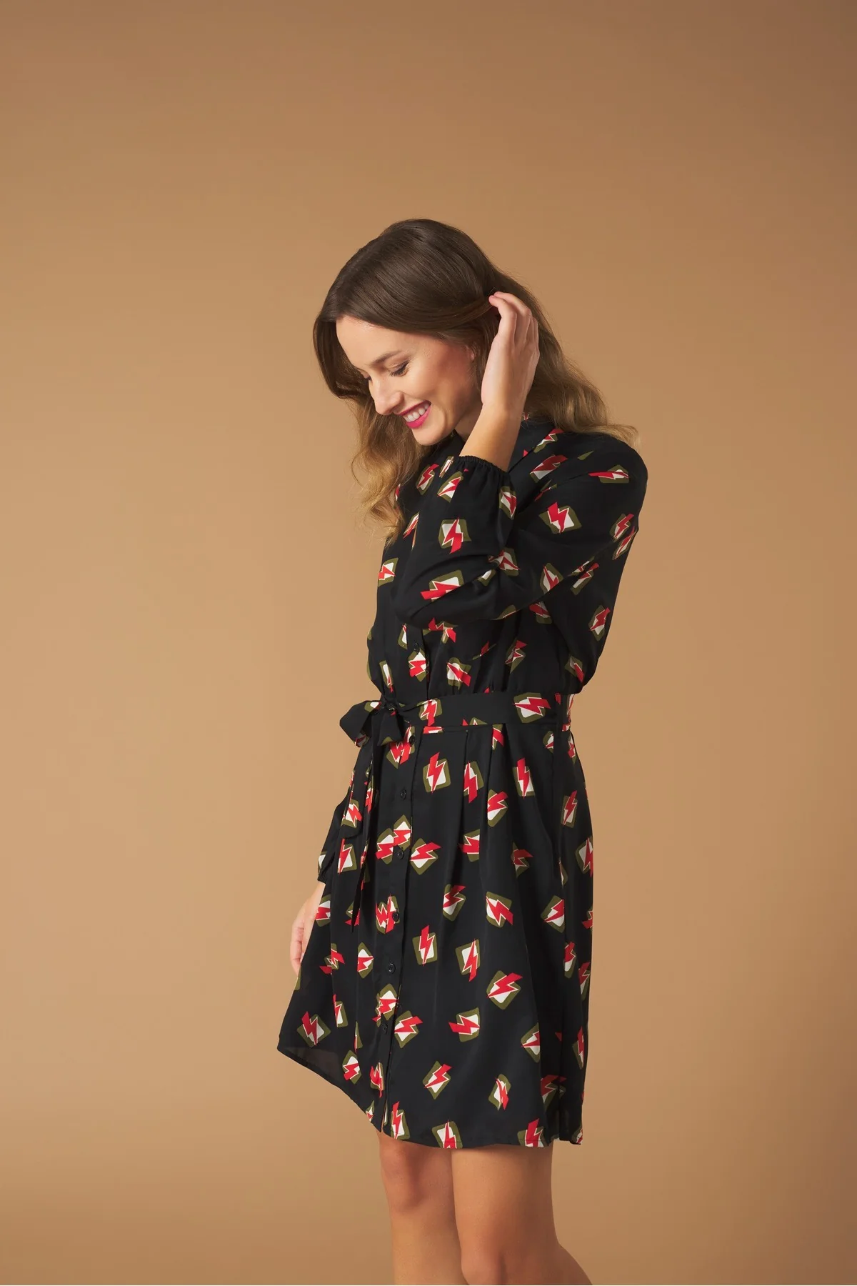 BOLT SHIRT DRESS (BLACK) - Image 2