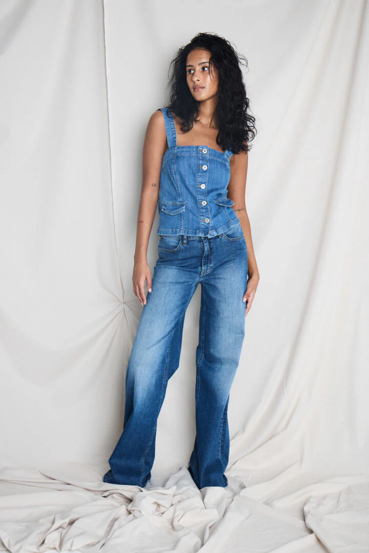 Bonnie Denim Top (Washed Blue) - Image 3