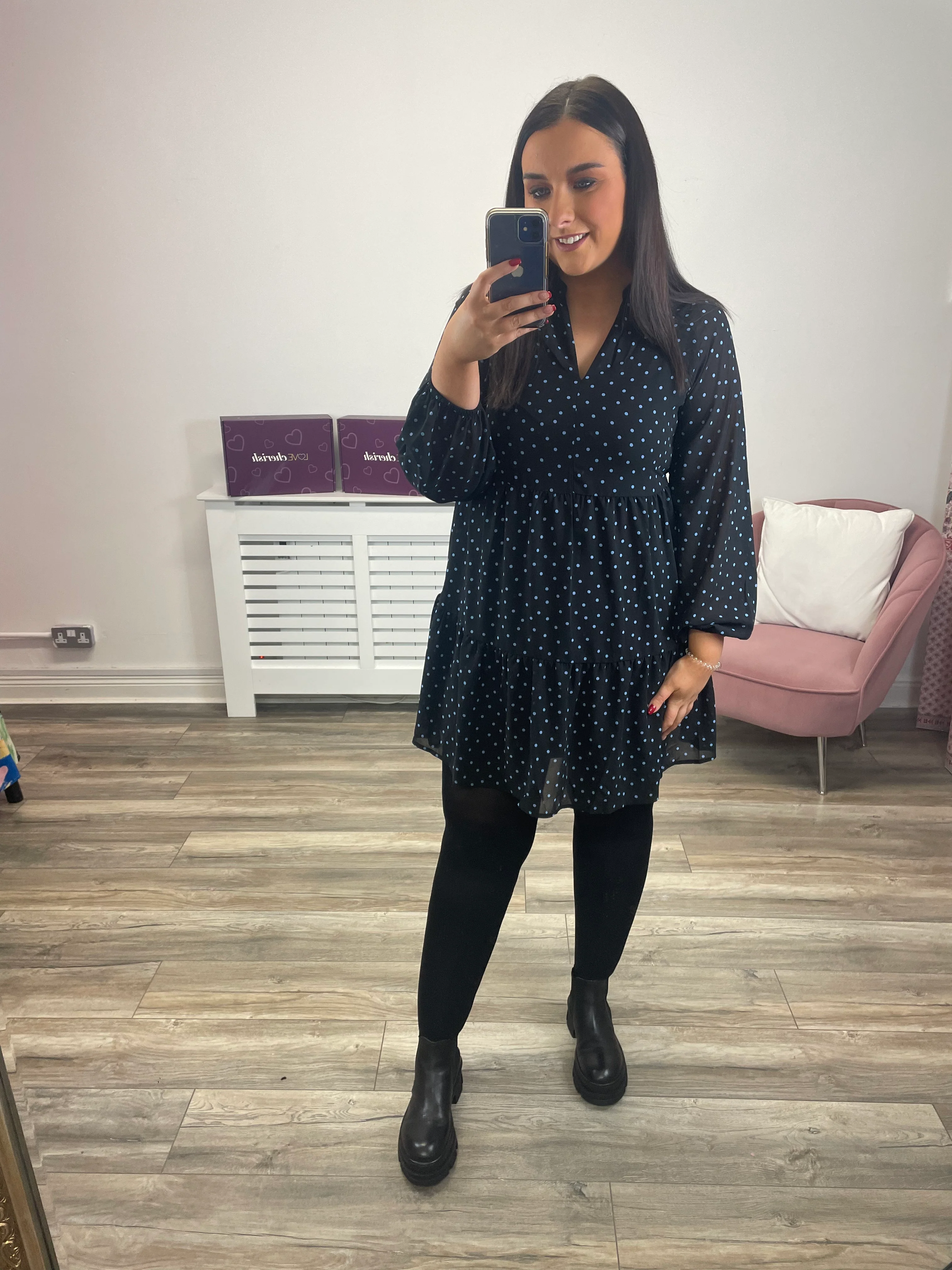 Braylon Smock Dress (Black/Provence) - Image 2