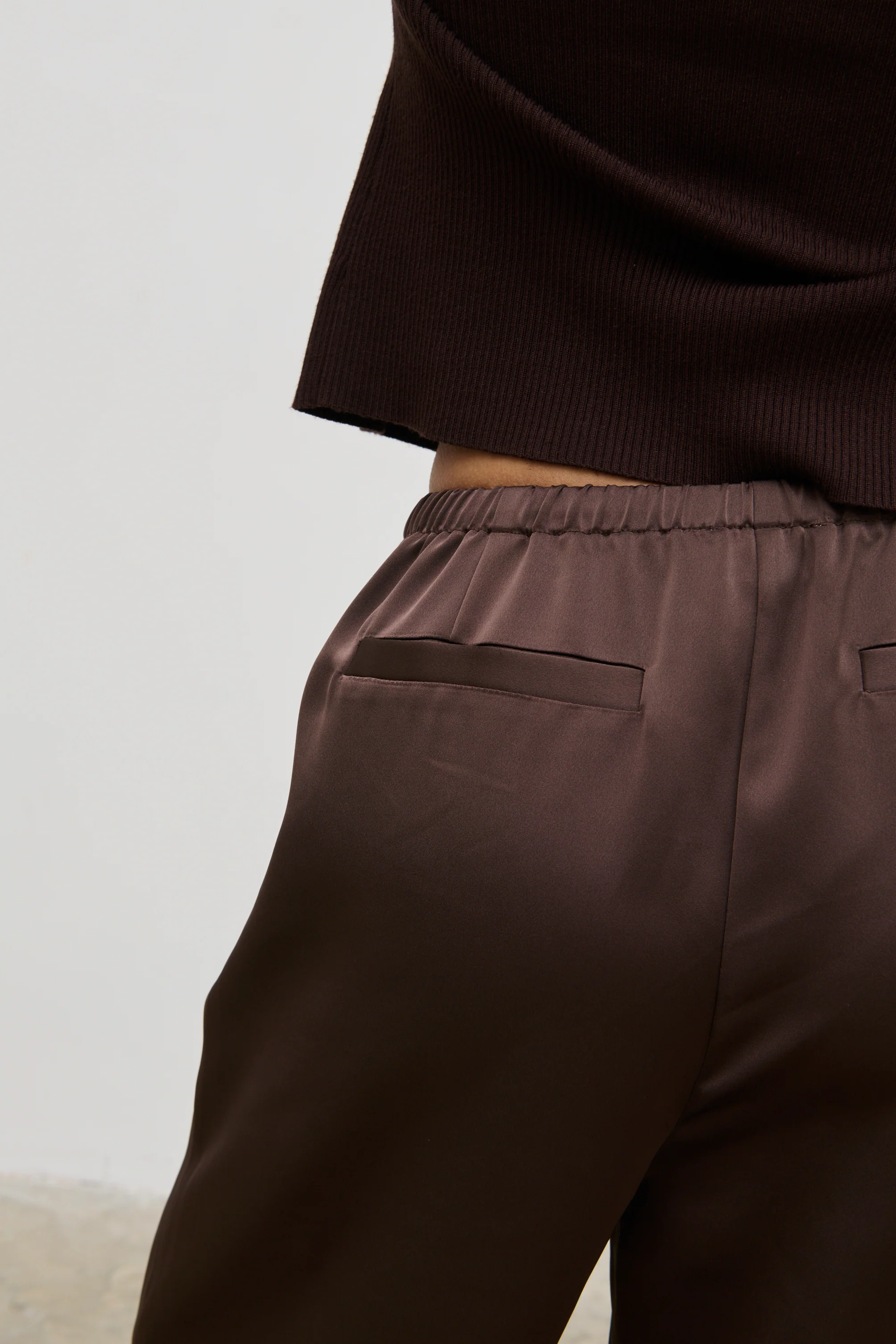 Breya Satin Drawstring Trousers (Chocolate Brown) - Image 6