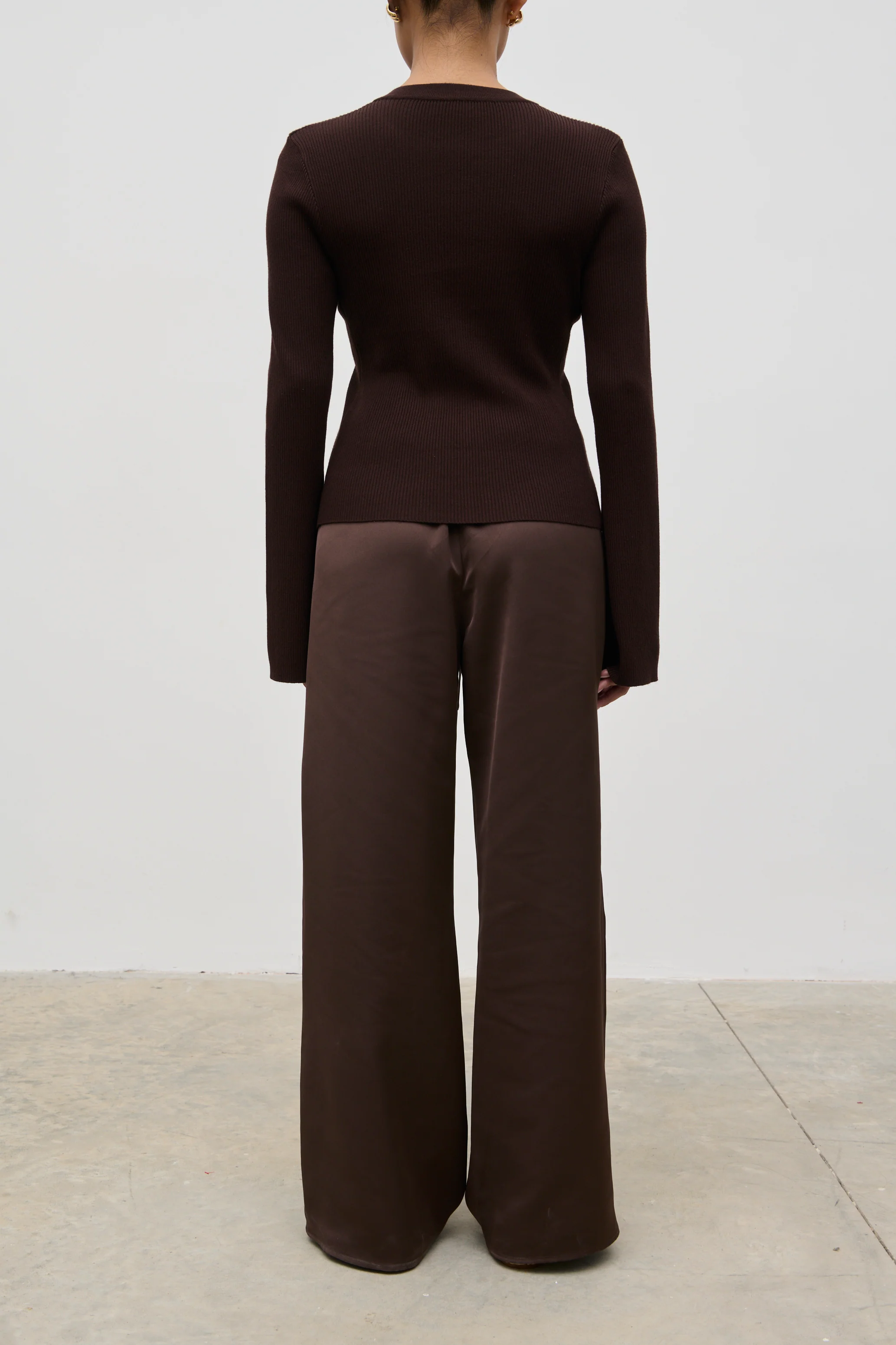 Breya Satin Drawstring Trousers (Chocolate Brown) - Image 7