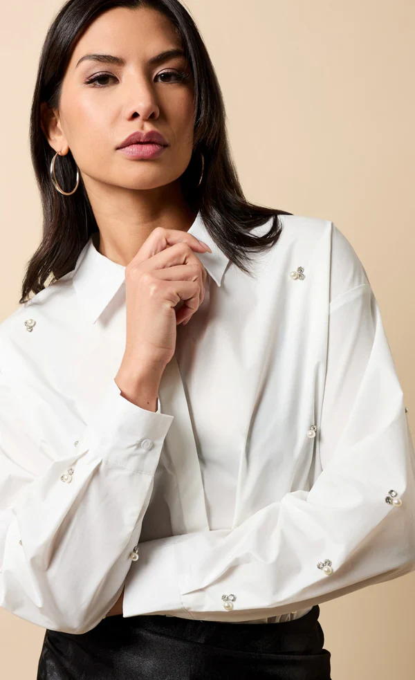 Bronte Embellished Shirt (White) - Image 3