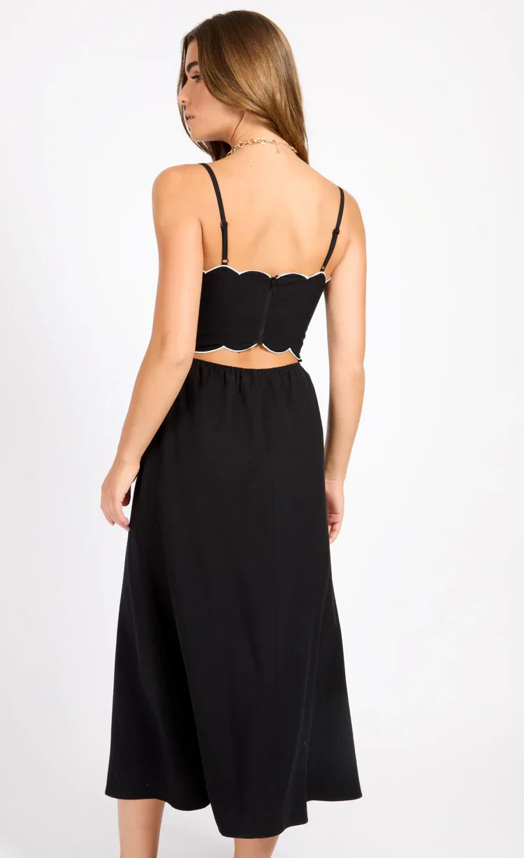 Brooke Cut Out Midi Dress (Black/White) - Image 2