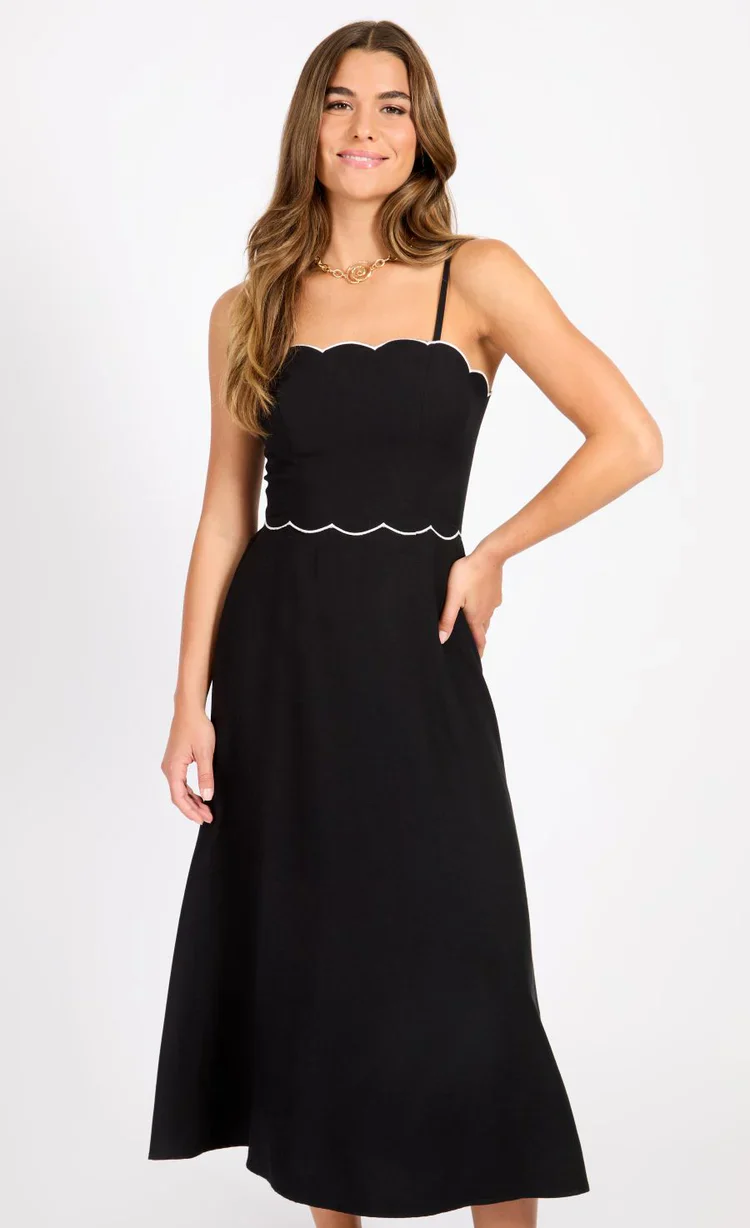 Brooke Cut Out Midi Dress (Black/White) - Image 3