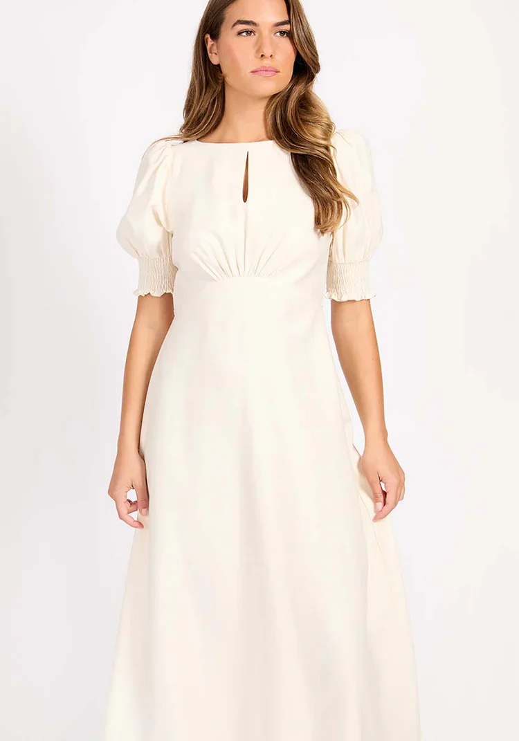 Callie Keyhole Midaxi Dress (Cream) - Image 2