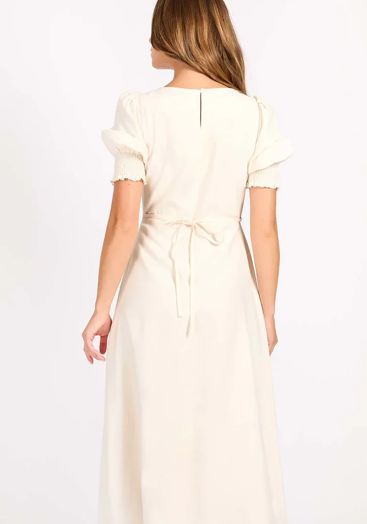 Callie Keyhole Midaxi Dress (Cream) - Image 4