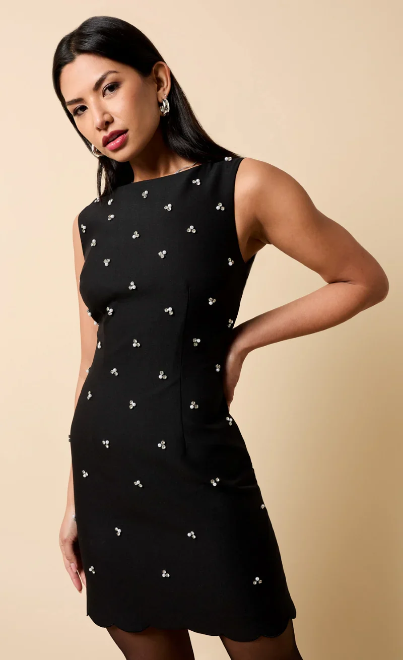 Carina Embellished Mini Dress (Black) - Image 3