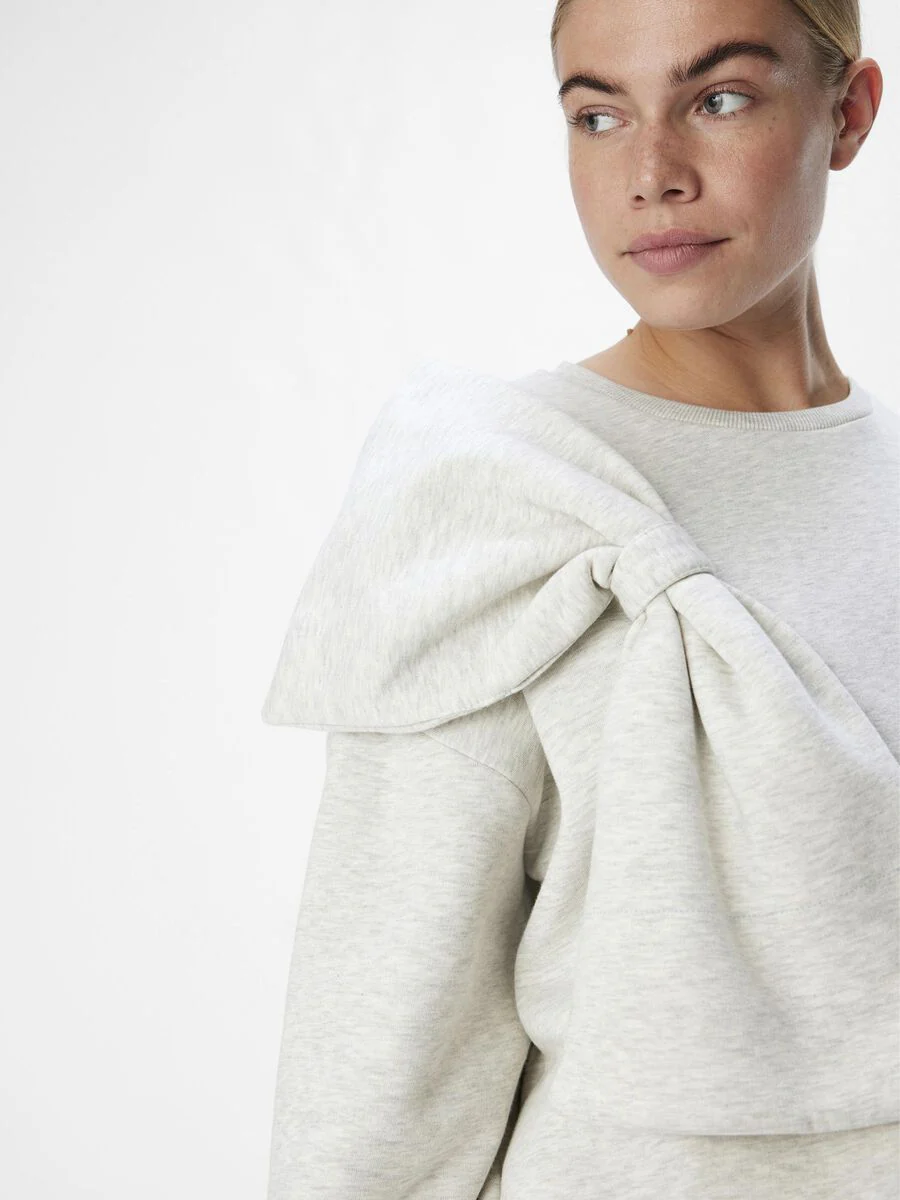 Caro Bow Sweatshirt (Light Grey/ Melange) - Image 4