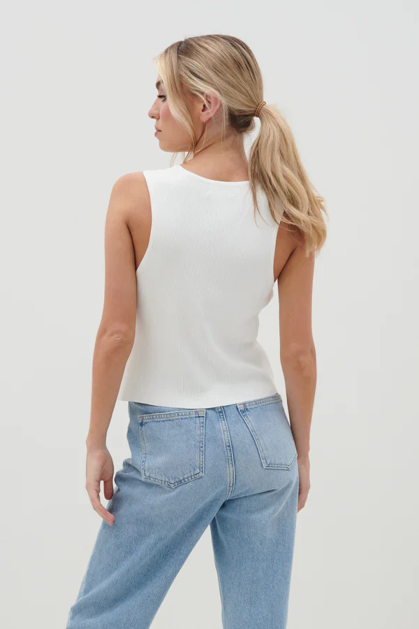 CASEY SLEEVELESS BUTTON TOP (CREAM) - Image 4