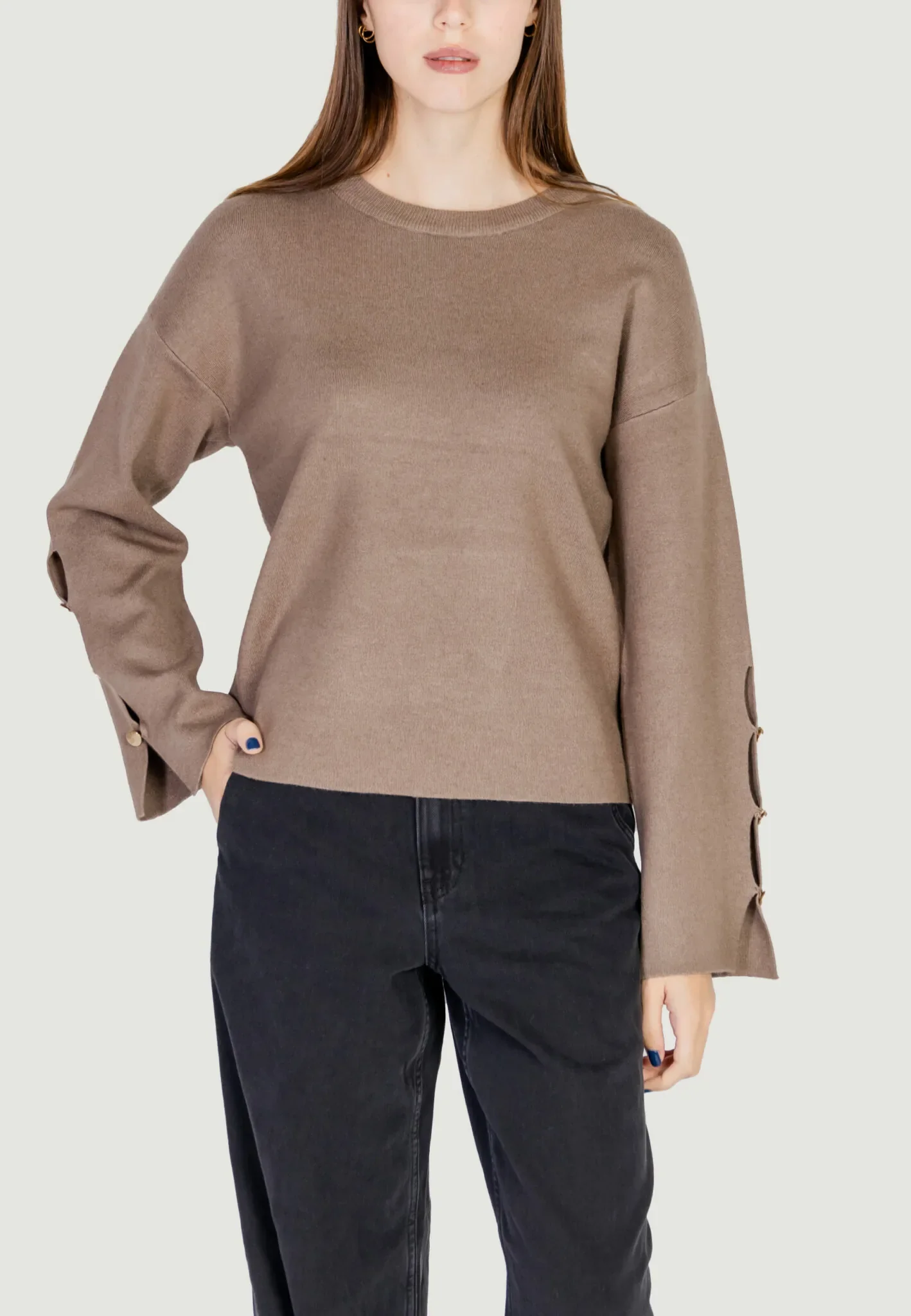 Cassie Knit Top (Dark Natural Melange) - Image 2