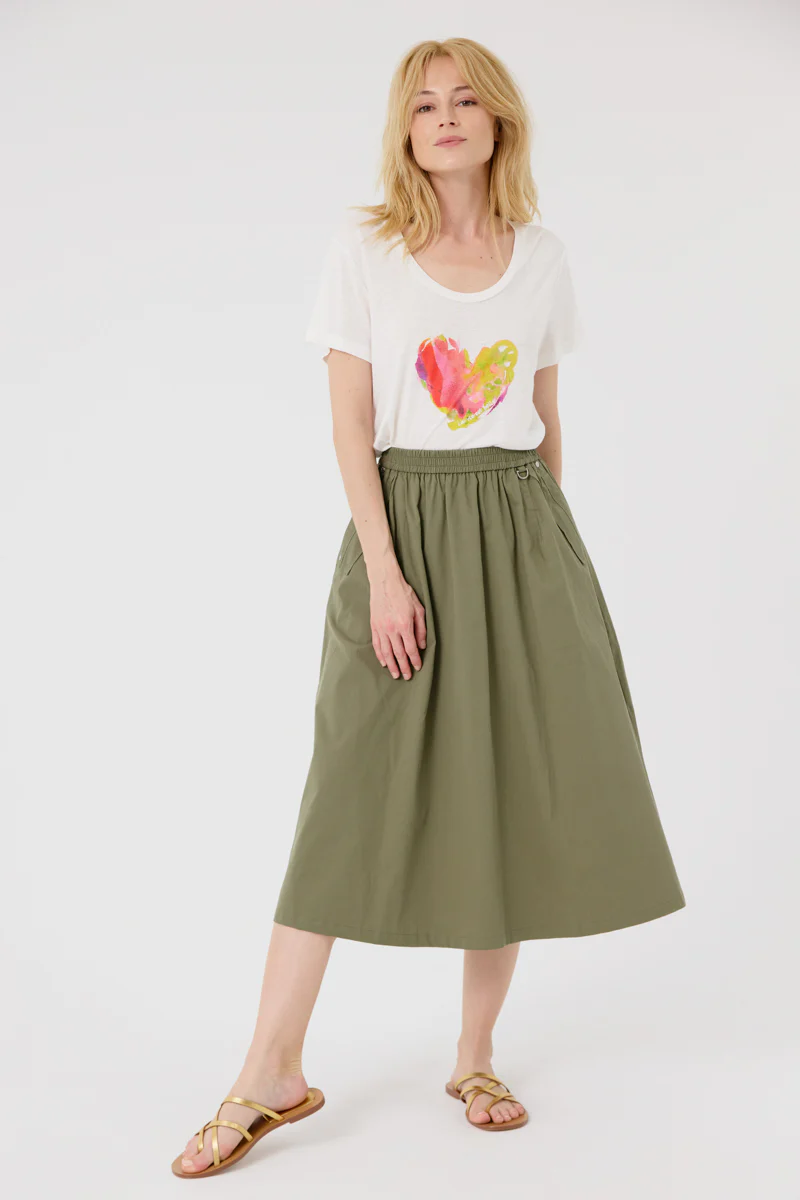 Cassiopee Midi Skirt (Khaki Green)
