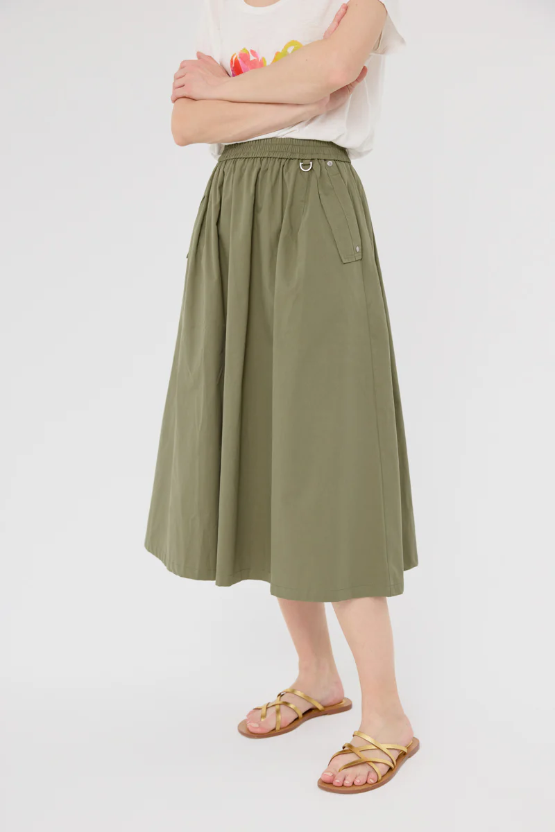 Cassiopee Midi Skirt (Khaki Green) - Image 2