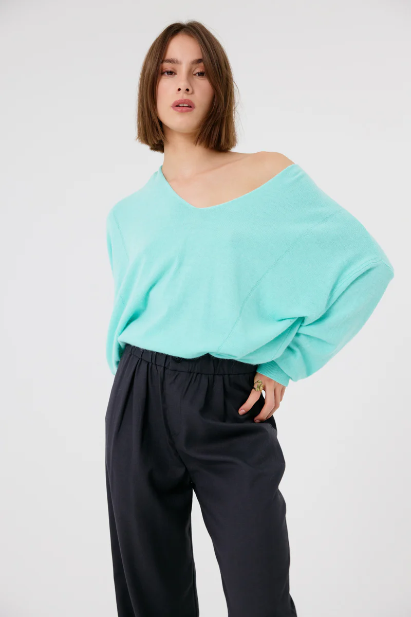 Cathy V-neck Jumper (Mint) - Image 4