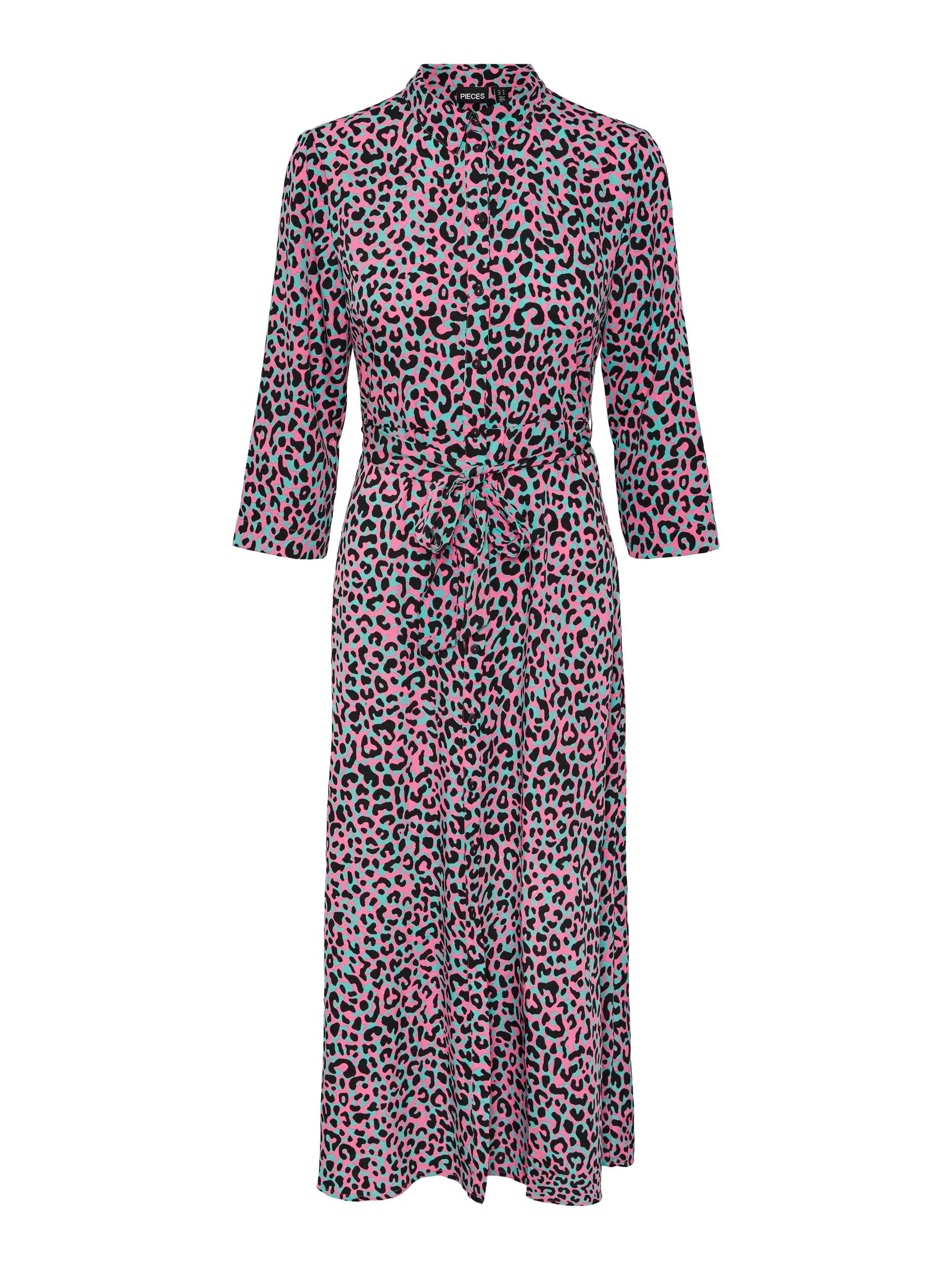 Caura Shirt Dress (Electric Green/Leo) - Image 6