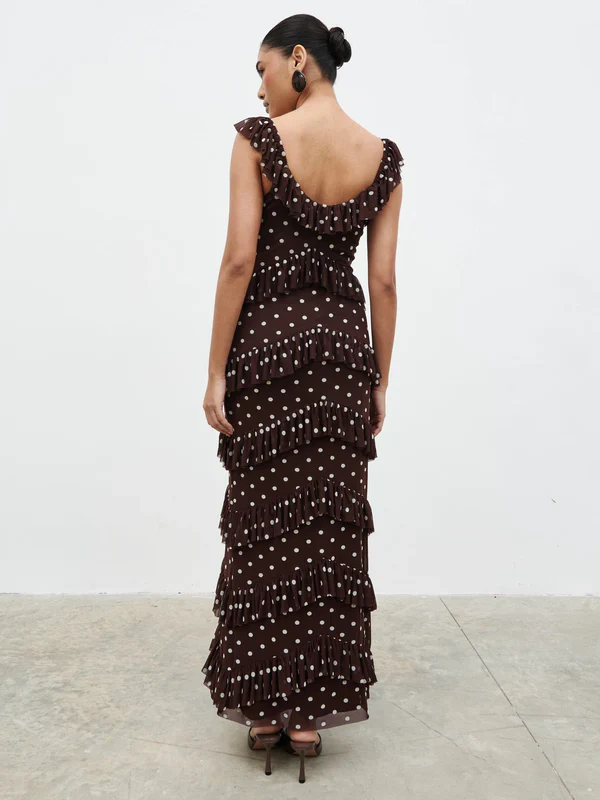 Cecile Maxi Dress (Brown/Cream) - Image 3