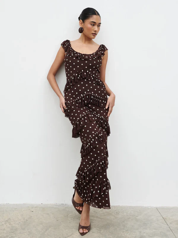 Cecile Maxi Dress (Brown/Cream) - Image 5