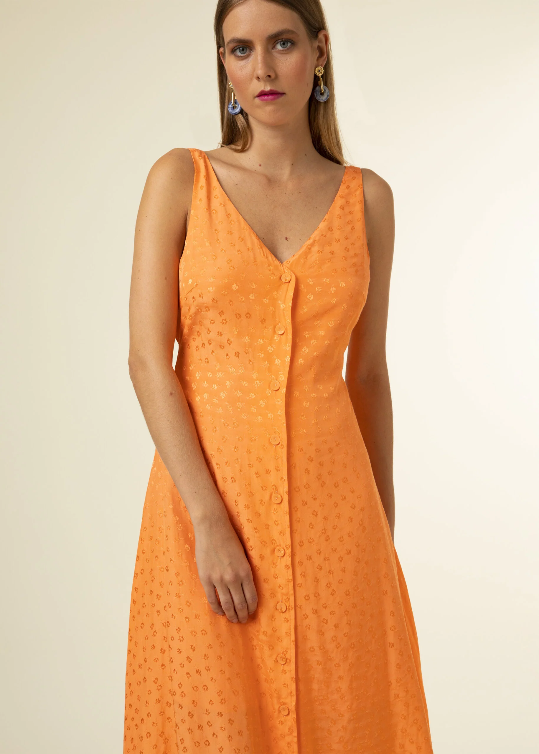 Cecile Midi Dress (Orange) - Image 2