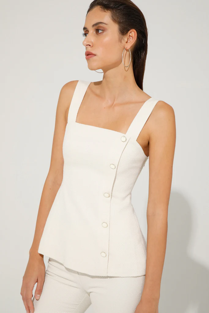 Channy Pearl Button Top (Cream) - Image 2