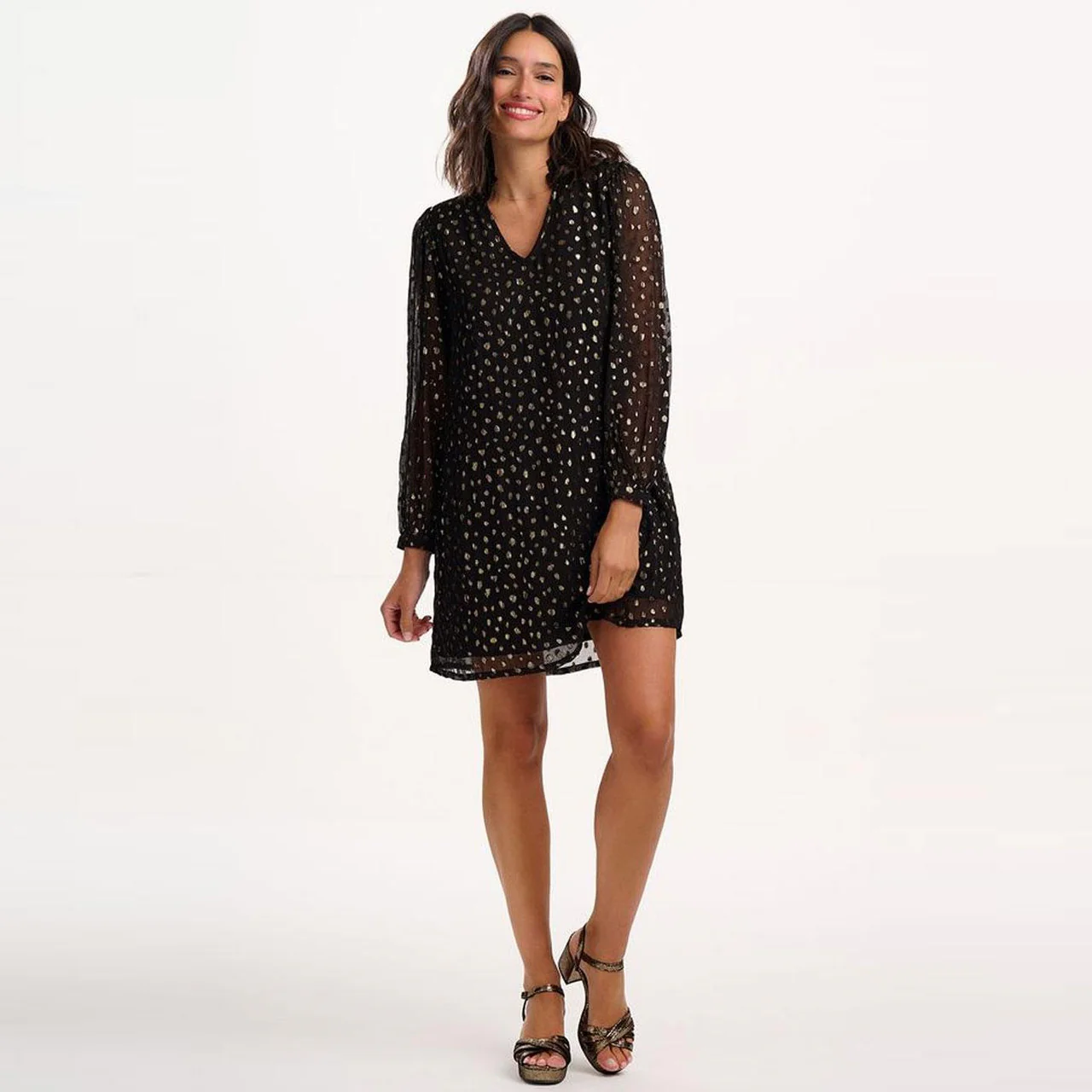 Chantelle Mini Dress (Black/Metallic) - Image 2