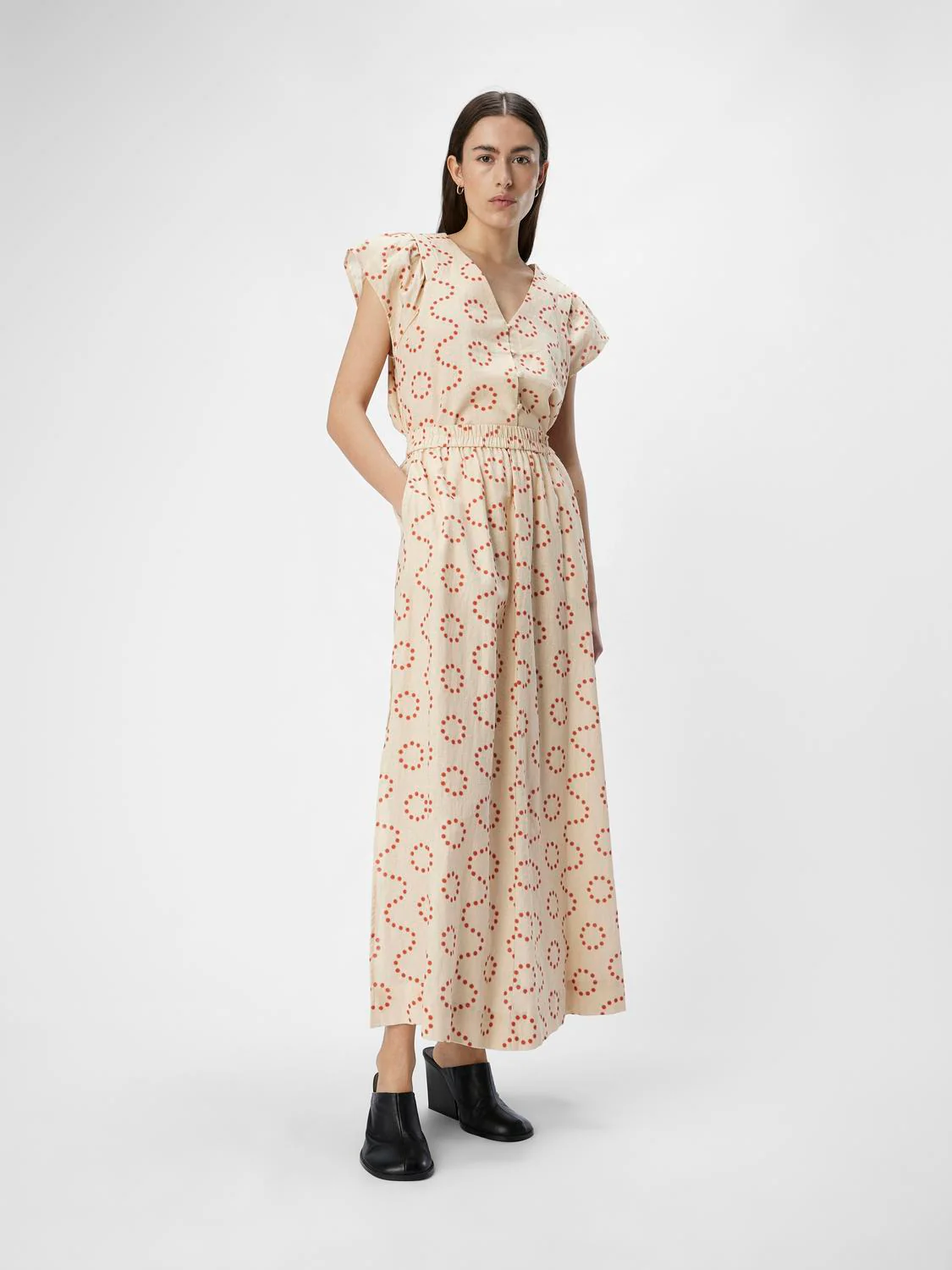 Chany Long High Waisted Skirt (Sandshell/Flame Scar)