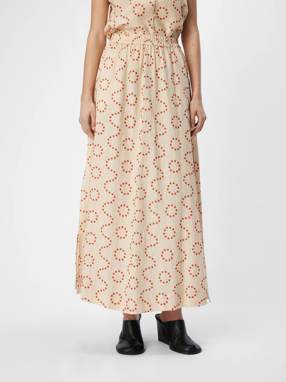 Chany Long High Waisted Skirt (Sandshell/Flame Scar) - Image 3