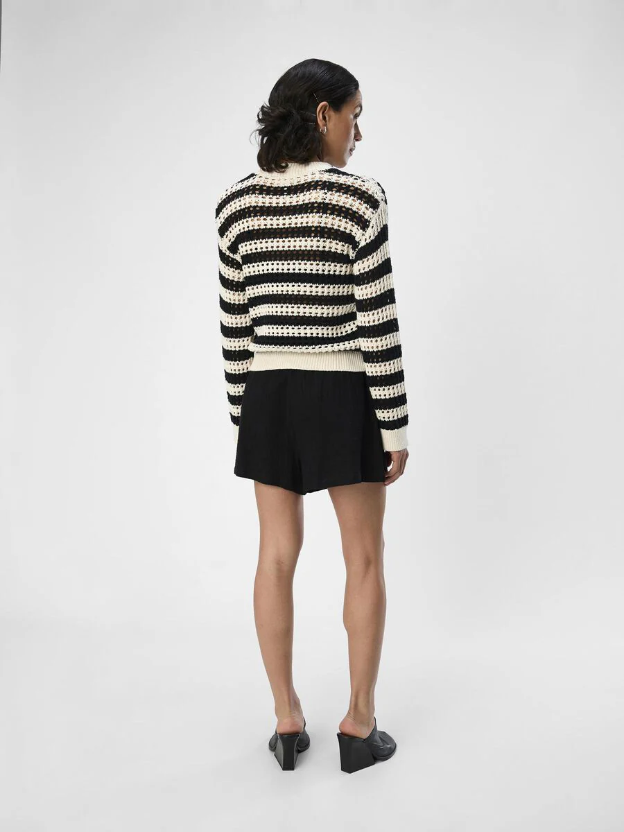Charlie Open Weave Jumper (Sandshell/ Black) - Image 4