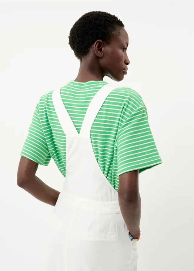 Charlize Dungaree Midi Dress (White) - Image 6