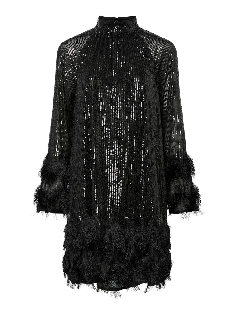 Charlotte Frill Sequin Dress (Black) - Image 2