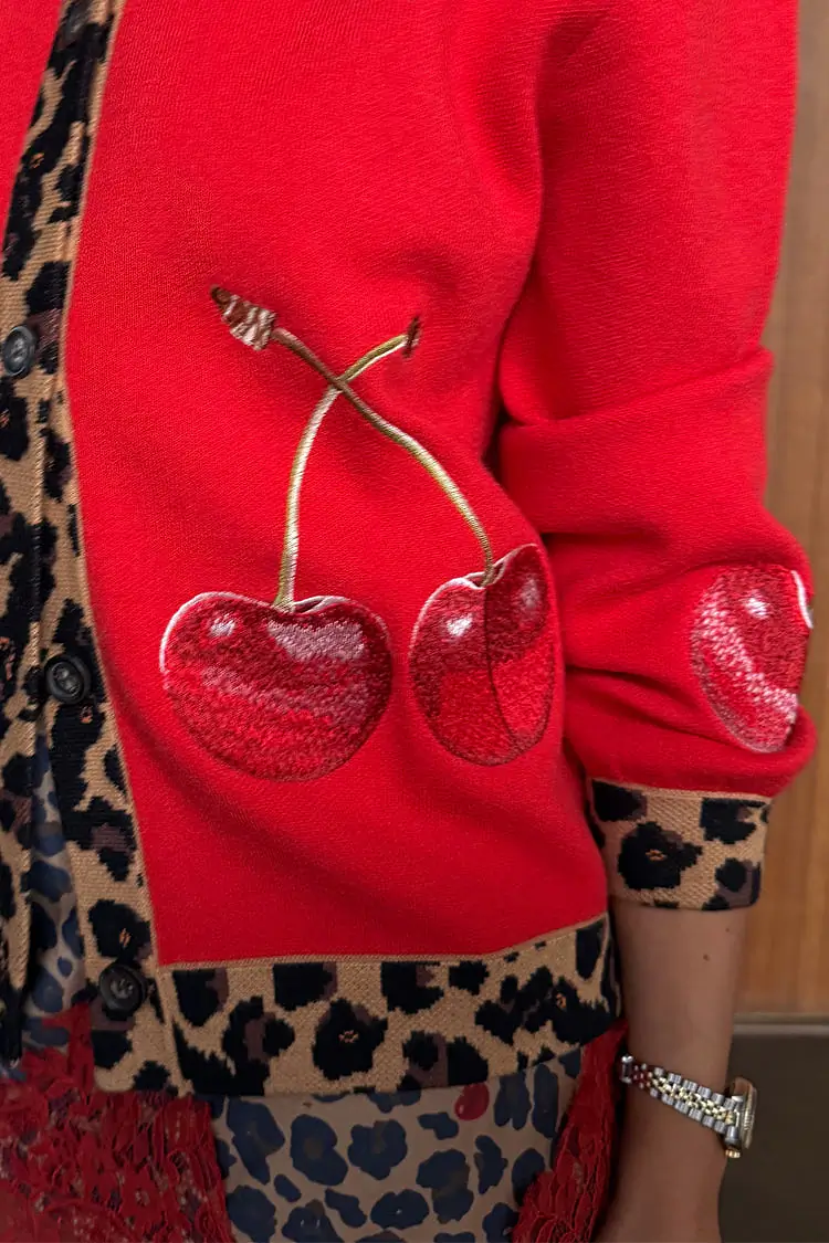 Cherry Holly Cardigan (Red) - Image 3