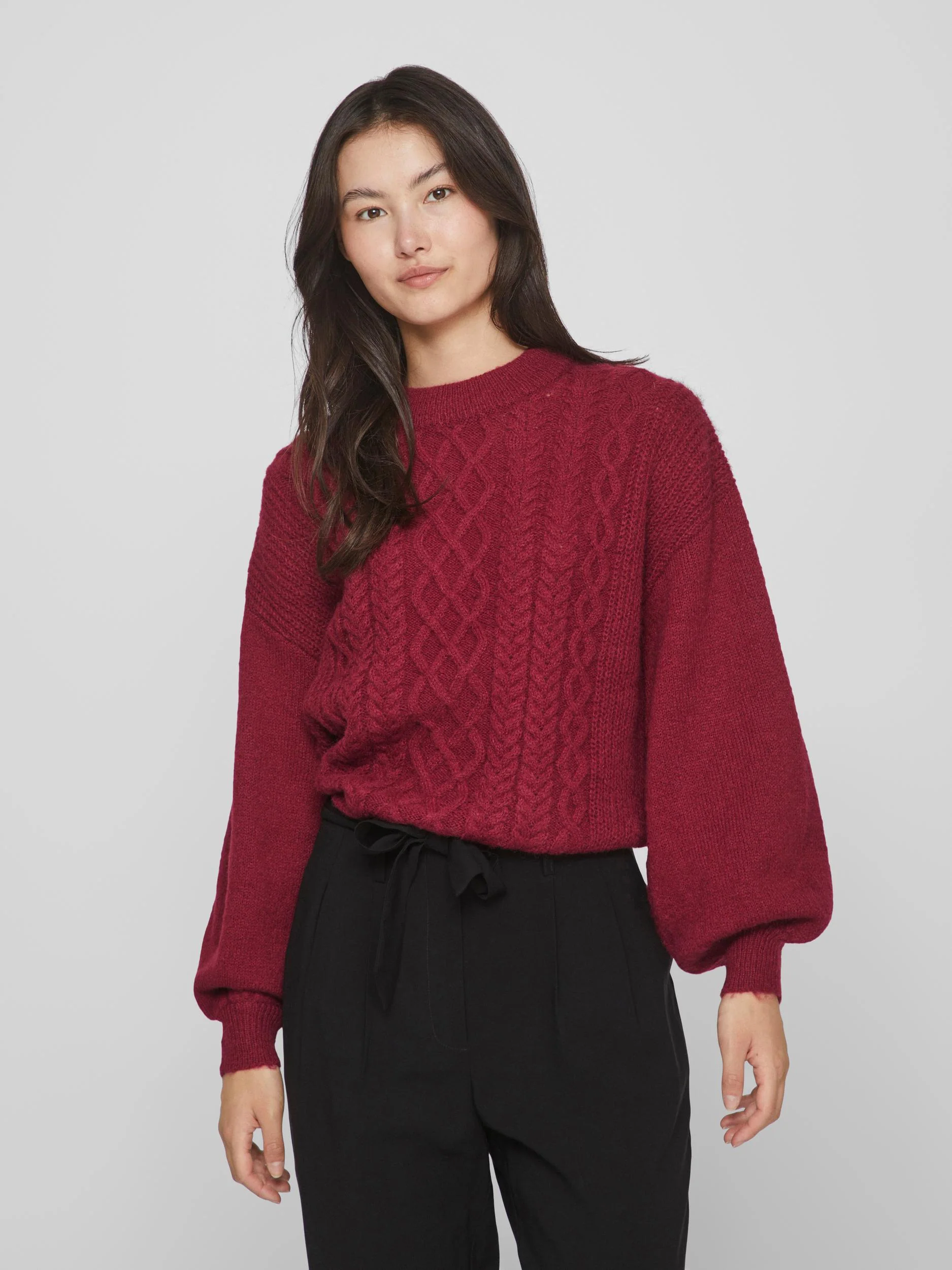 CHINTI CABLE KNIT JUMPER (BEET RED) - Image 3