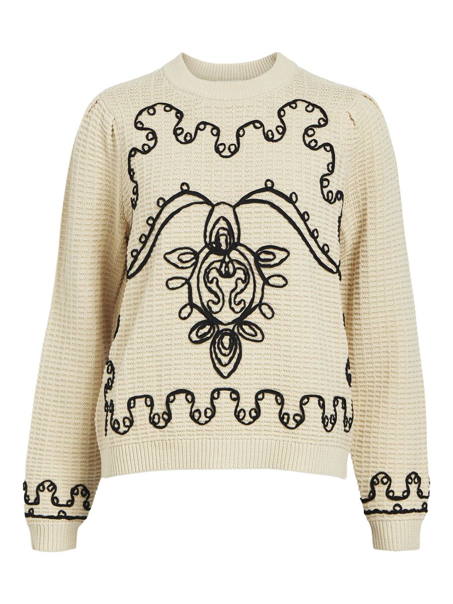 CHIO EMBROIDERED KNIT JUMPER (SANDSHELL/BLACK) - Image 5