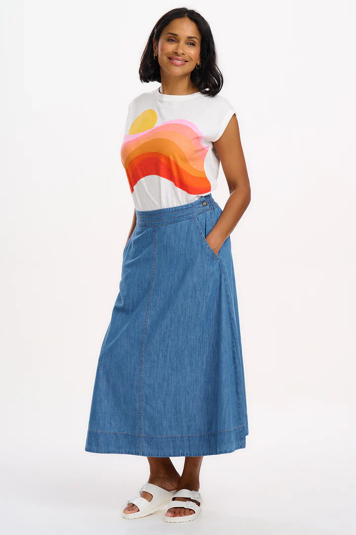 Chrissy Relaxed Tank T-Shirt (Off-White/Sunset Waves) - Image 3