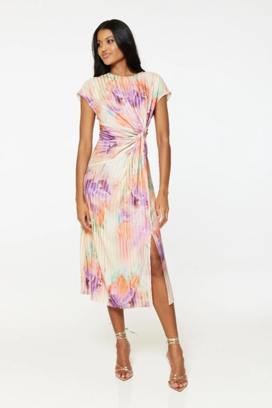 Christine A-Line Twist Midi Dress (Lilac) - Image 2