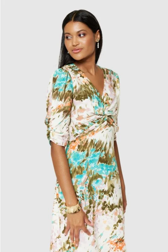 Ciara A-Line Midi Dress (Cream) - Image 3