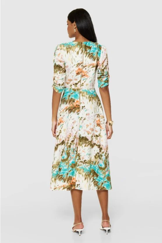 Ciara A-Line Midi Dress (Cream) - Image 4