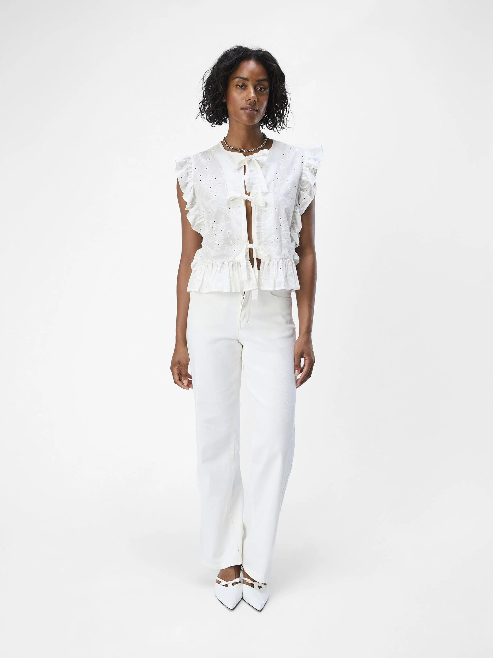 Cilla Sleeveless Ruffle Top (Cloud Dancer) - Image 2