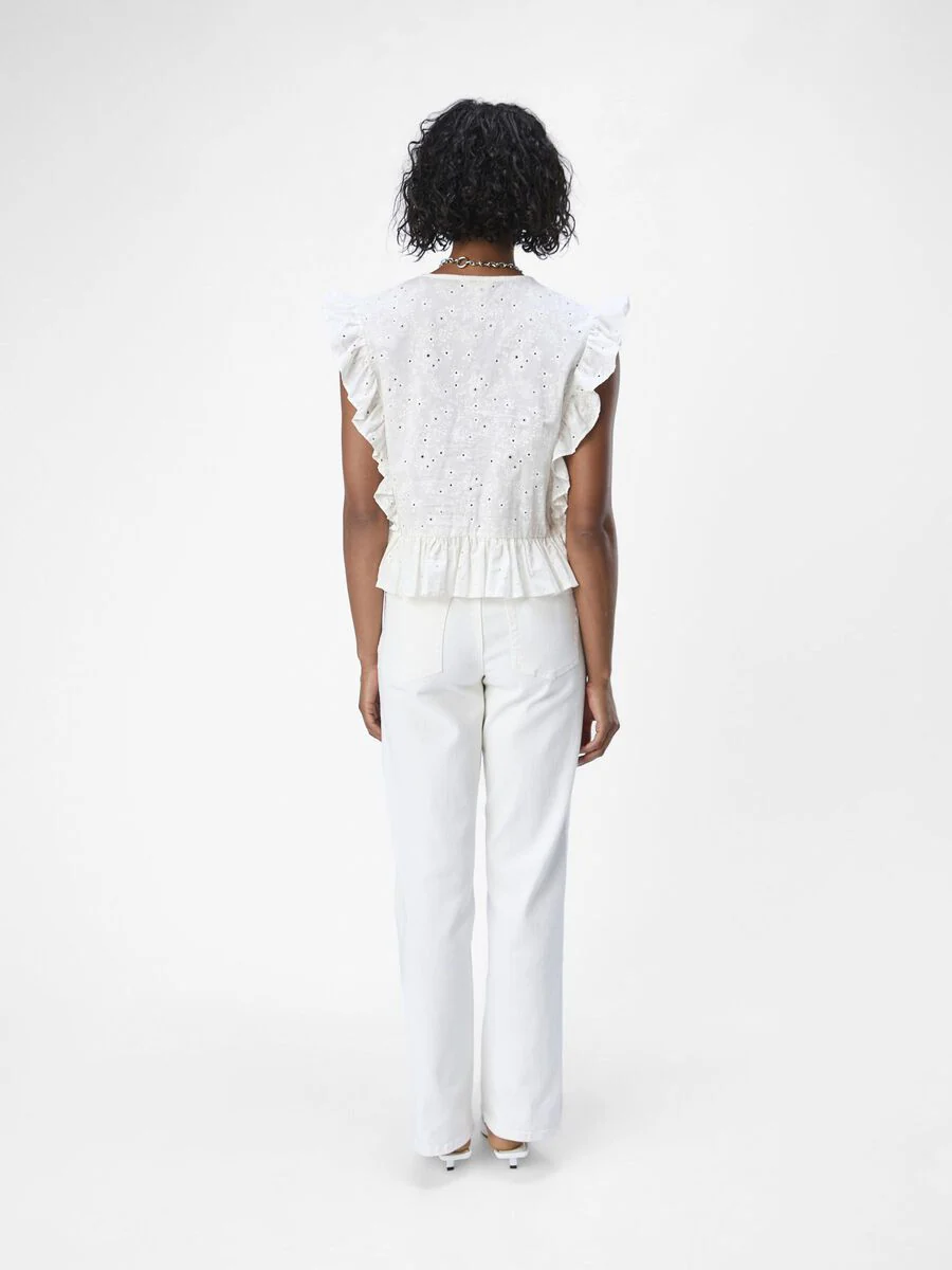 Cilla Sleeveless Ruffle Top (Cloud Dancer) - Image 4