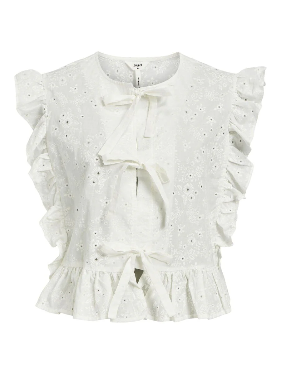 Cilla Sleeveless Ruffle Top (Cloud Dancer) - Image 5