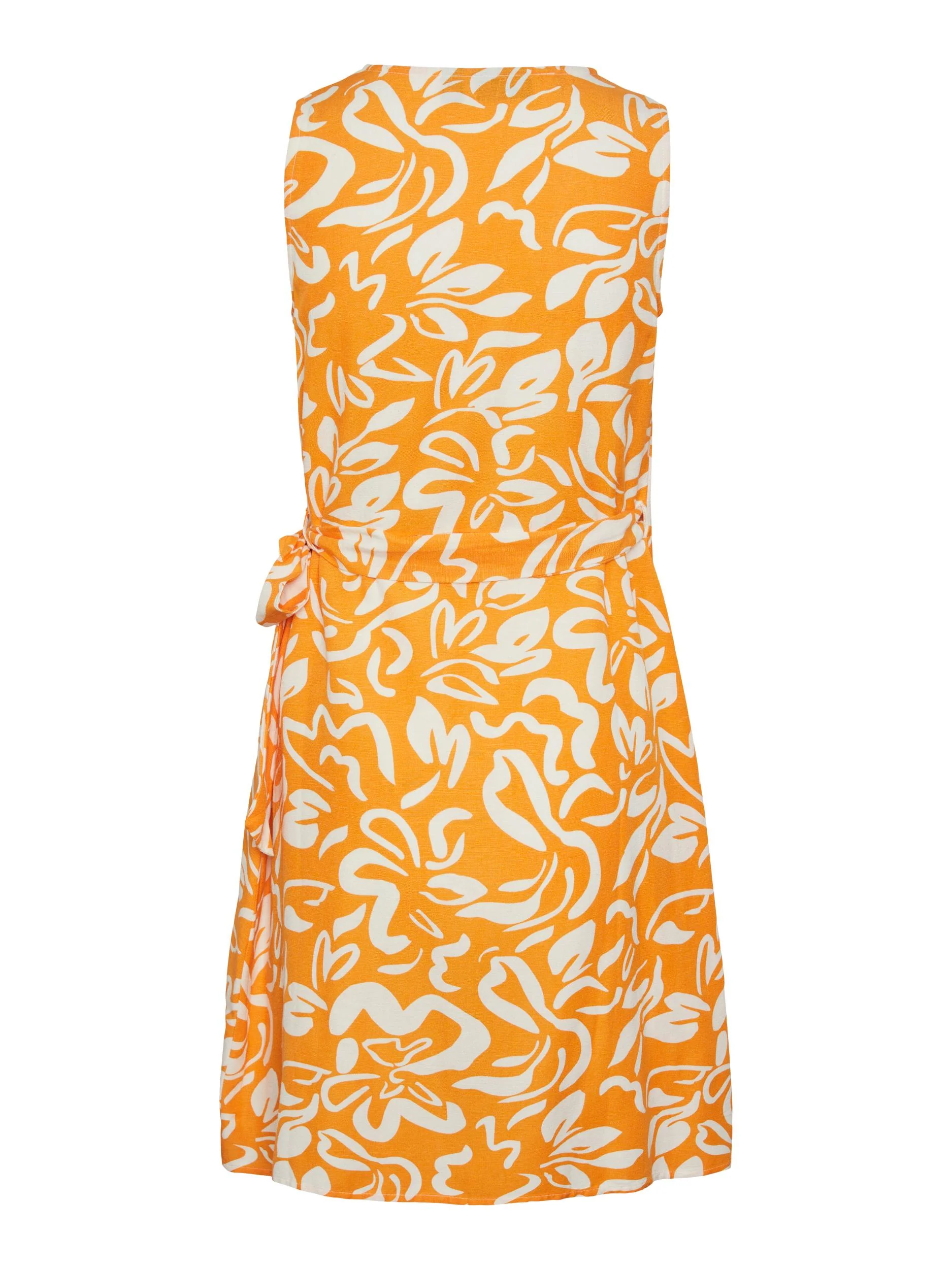 CLARISA WRAP LINEN DRESS (FLAME ORANGE/CREAM) - Image 6