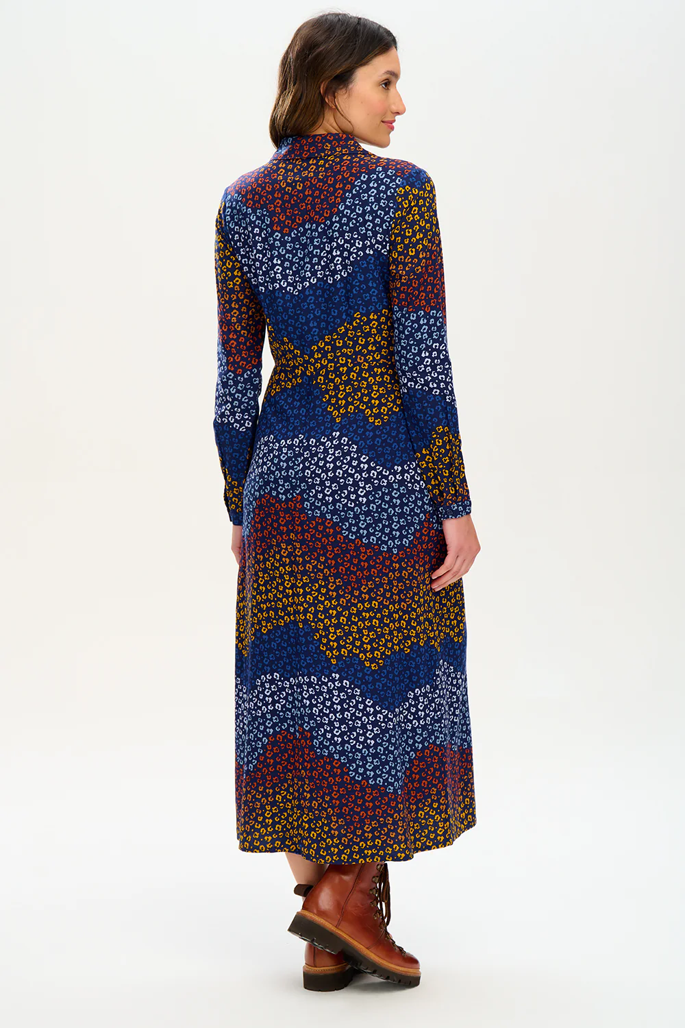 Clarissa Maxi Shirt Dress - Navy/Multi, Dark Floral Waves - Image 5