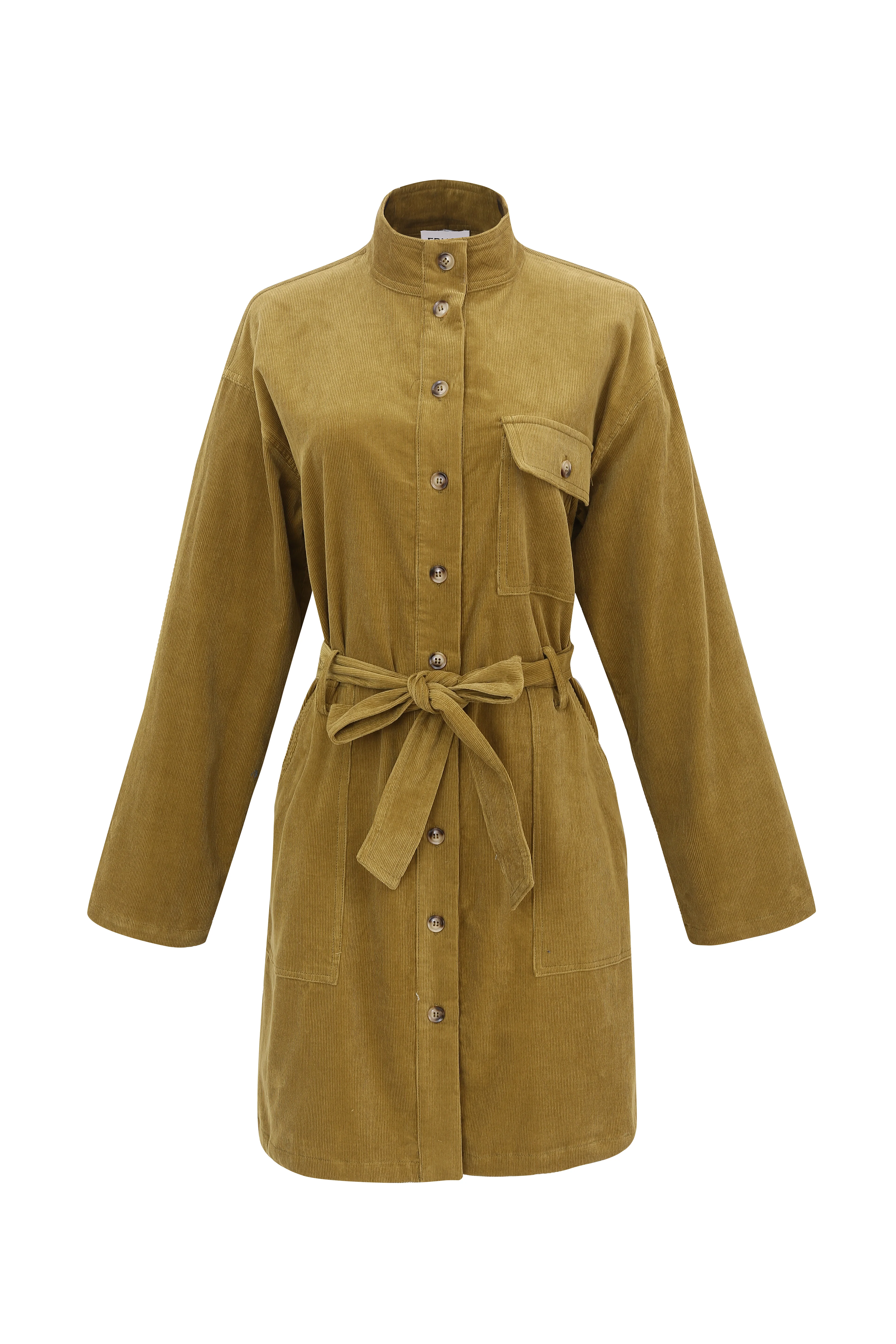 Cloelia Corduroy Mini Dress (Olive) - Image 7