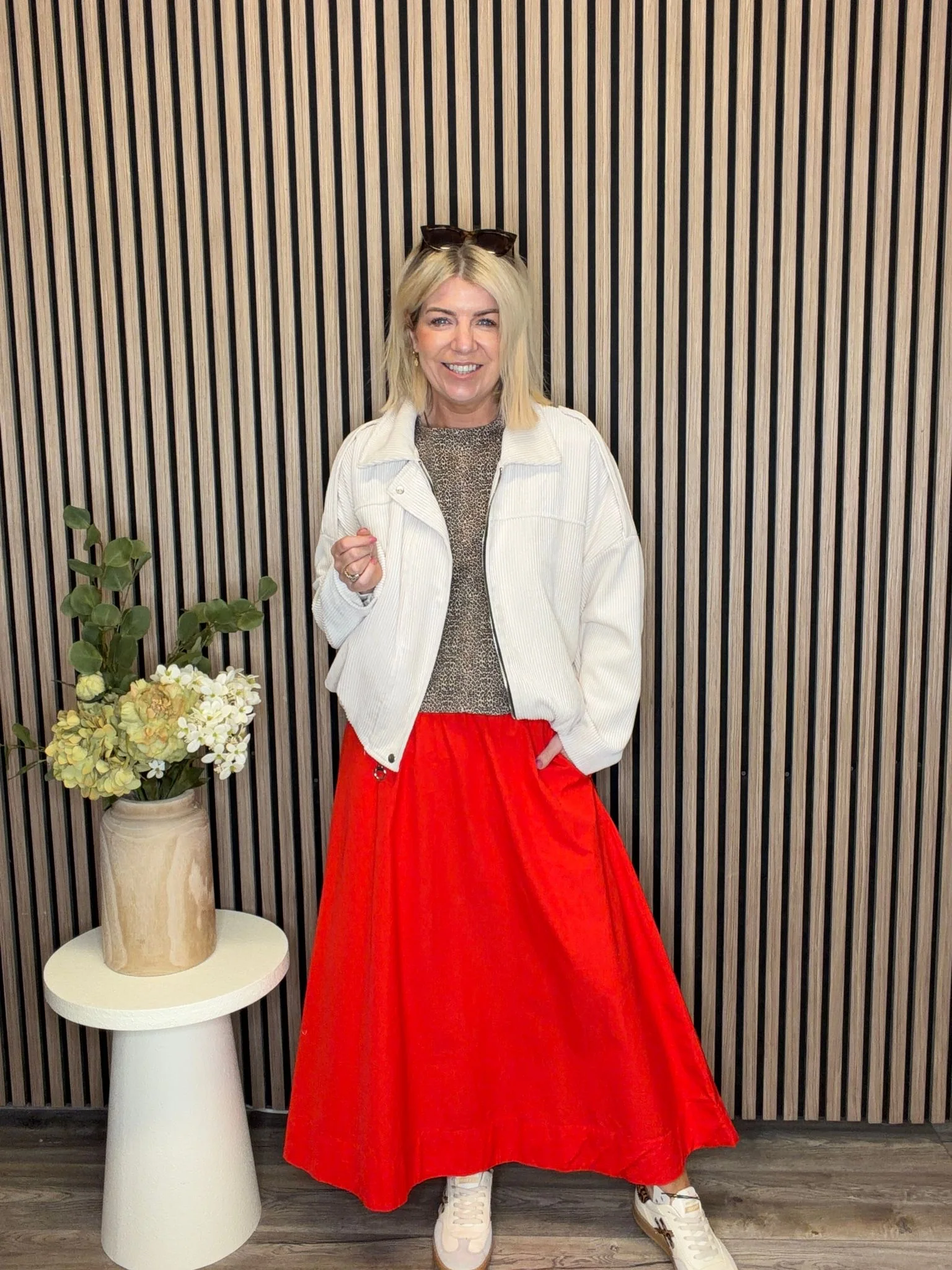 Coleen Ankle Skirt (Fiery Red) - Image 4