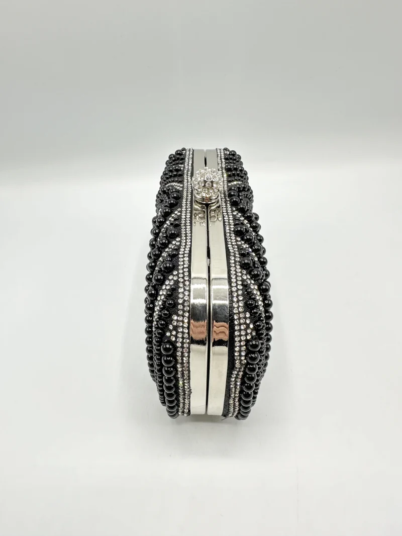 Colette Pearl & Diamante Clutch (Black) - Image 2
