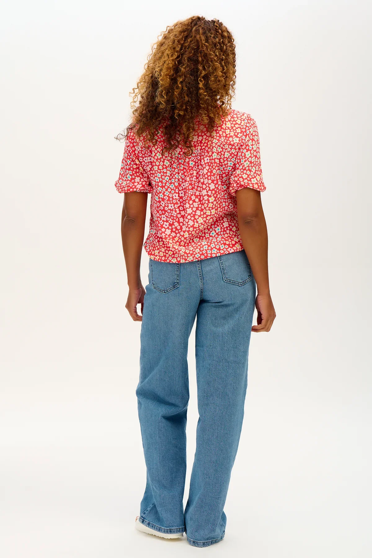 Connie Blouse - Red, Rainbow Daisies - Image 2