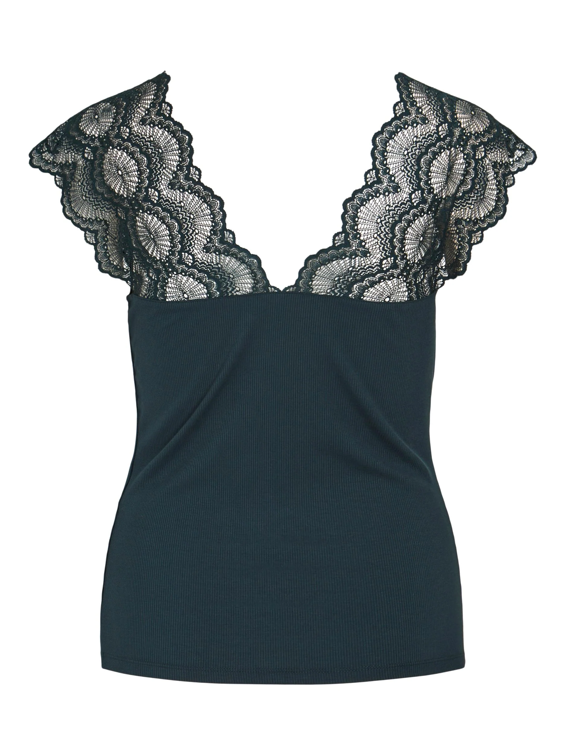 ICKA V-NECK LACE TOP (BLACK) - Image 3