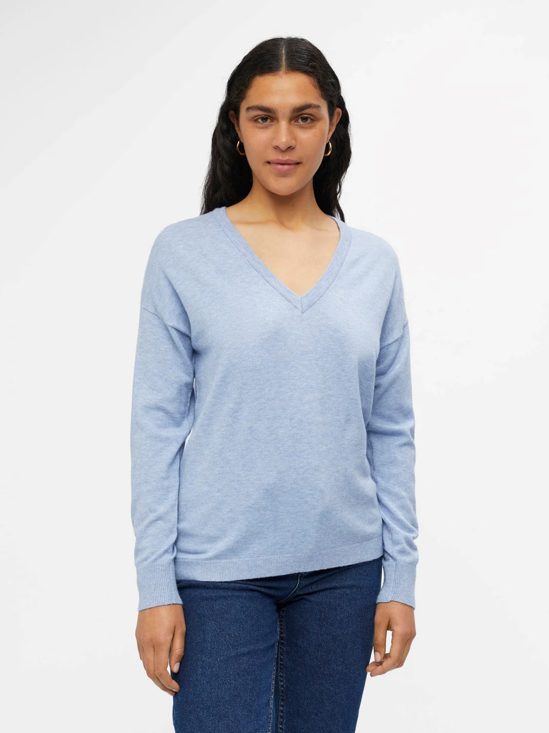 Eleana V-Neck Jumper (Serenity MELANGE) - Image 2