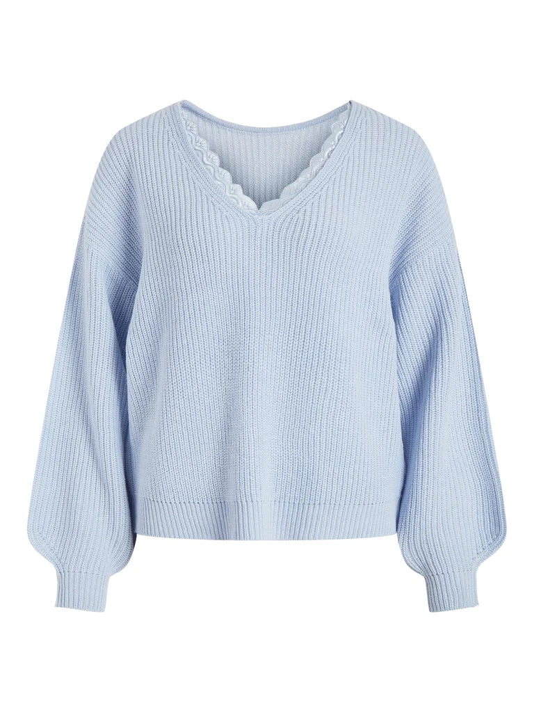 Viena V-Neck Lace Top (Blue Kentucky) - Image 5