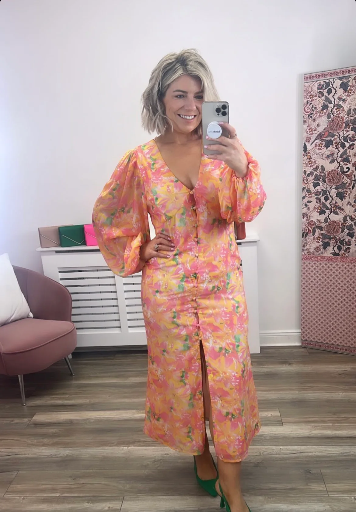 Naya Midaxi Dress (Orange & Pink) - Image 2