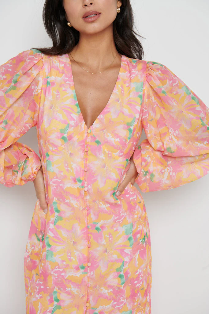 Naya Midaxi Dress (Orange & Pink) - Image 4