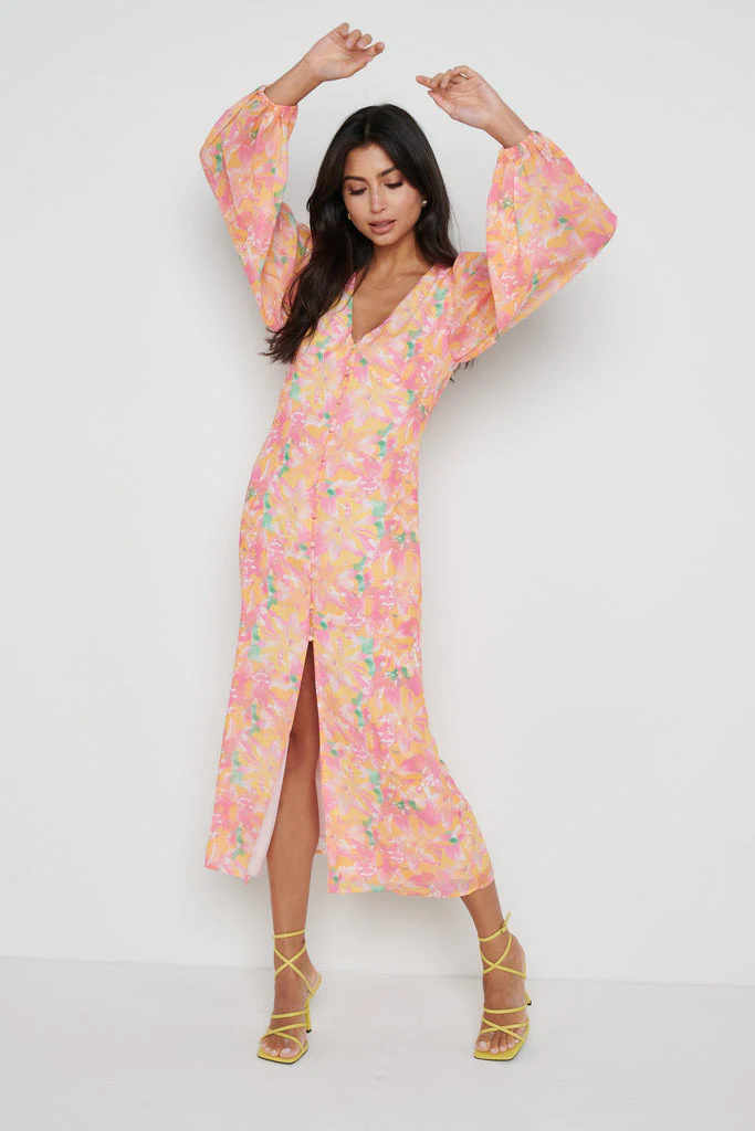 Naya Midaxi Dress (Orange & Pink) - Image 5